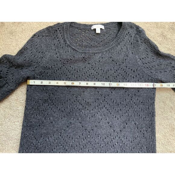 LC Lauren Conrad Gray Knitted Pattern Crew Neck Long Sleeve Sweater Size Small - Picture 11 of 12